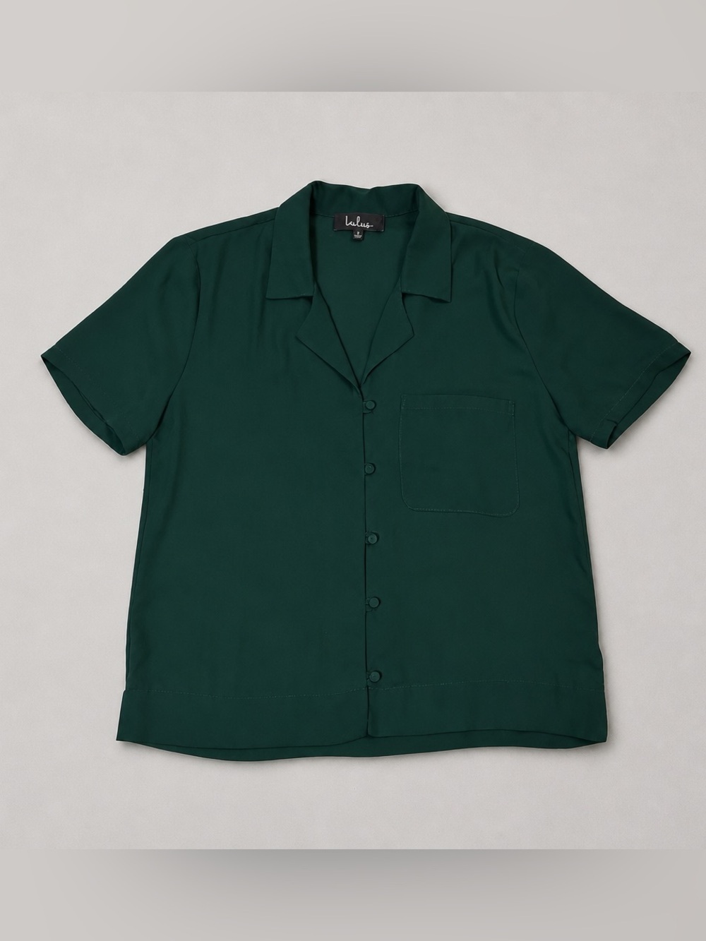 Lulu's Forest Green Short-Sleeve Camp Blouse